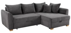 Ecksofa mit Bettfunktion und Bettkasten grau Microfaser B/H/T: ca. 236x81x160 cm
