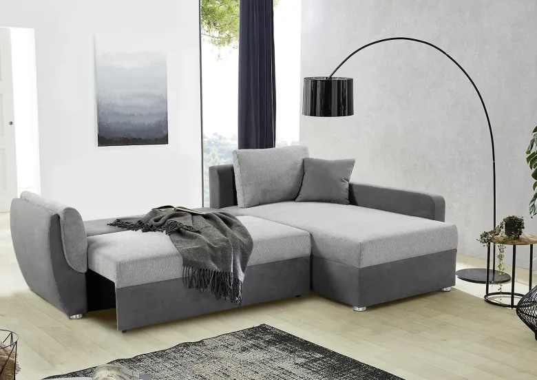 Ecksofa mit Bettfunktion und Bettkasten anthrazit grau Polyester B/H/T: ca. 247x82x178 cm