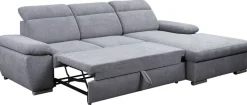 Ecksofa mit Bettfunktion und Bettkasten dunkelgrau Microfaser B/H/T: ca. 285x100x182 cm
