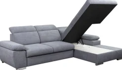 Ecksofa mit Bettfunktion und Bettkasten dunkelgrau Microfaser B/H/T: ca. 285x100x182 cm