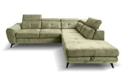 Ecksofa mit Bettfunktion und Bettkasten moosgrün Microfaser B/H/T: ca. 274x82x231 cm