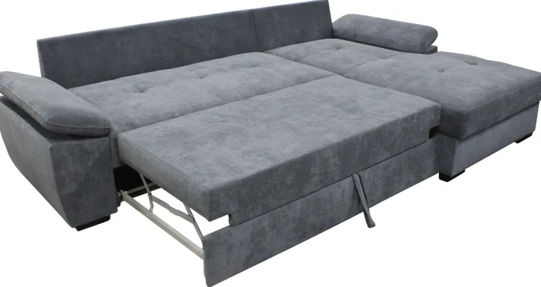 Ecksofa mit Bettfunktion und Bettkasten hellgrau B/H/T: ca. 274x90x168 cm