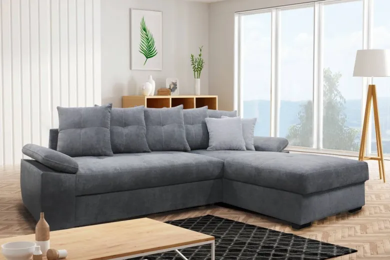 Ecksofa mit Bettfunktion und Bettkasten hellgrau B/H/T: ca. 274x90x168 cm