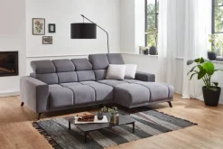 Ecksofa mit elektrischer Sitztiefenverstellung grau Microfaser B/H/T: ca. 247x99x170 cm