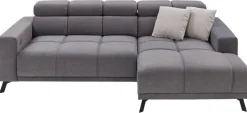 Ecksofa mit elektrischer Sitztiefenverstellung grau Microfaser B/H/T: ca. 247x99x170 cm