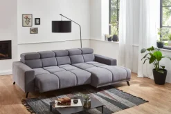 Ecksofa mit elektrischer Sitztiefenverstellung grau Microfaser B/H/T: ca. 247x99x170 cm