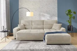 Ecksofa mit elektrischer Sitztiefenverstellung beige Microfaser B/H/T: ca. 296x105x200 cm