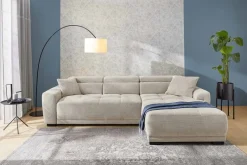 Ecksofa mit elektrischer Sitztiefenverstellung beige Microfaser B/H/T: ca. 296x105x200 cm