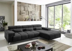 Ecksofa mit elektrischer Sitztiefenverstellung schwarz Flachgewebe B/H/T: ca. 285x99x201 cm