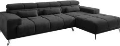 Ecksofa mit elektrischer Sitztiefenverstellung schwarz Flachgewebe B/H/T: ca. 285x99x201 cm