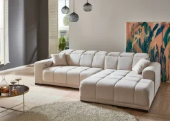 Ecksofa mit elektrischer Sitztiefenverstellung beige Microfaser B/H/T: ca. 301x113x195 cm
