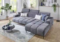 Ecksofa mit elektrischer Sitztiefenverstellung dunkelgrau Microfaser B/H/T: ca. 286x107x115 cm