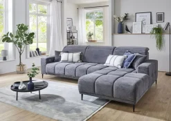 Ecksofa mit elektrischer Sitztiefenverstellung dunkelgrau Microfaser B/H/T: ca. 286x107x115 cm