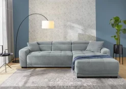 Ecksofa mit elektrischer Sitztiefenverstellung grau Microfaser B/H/T: ca. 296x105x200 cm