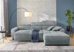 Ecksofa mit elektrischer Sitztiefenverstellung grau Microfaser B/H/T: ca. 296x105x200 cm