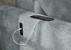 Ecksofa mit elektrischer Sitztiefenverstellung grau Microfaser B/H/T: ca. 296x105x200 cm