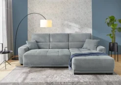 Ecksofa mit elektrischer Sitztiefenverstellung grau Microfaser B/H/T: ca. 296x105x200 cm