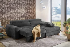 Ecksofa mit elektrischer XXL Sitztiefenverstellung dunkelgrau Flachgewebe B/H/T: ca. 277x109x187 cm