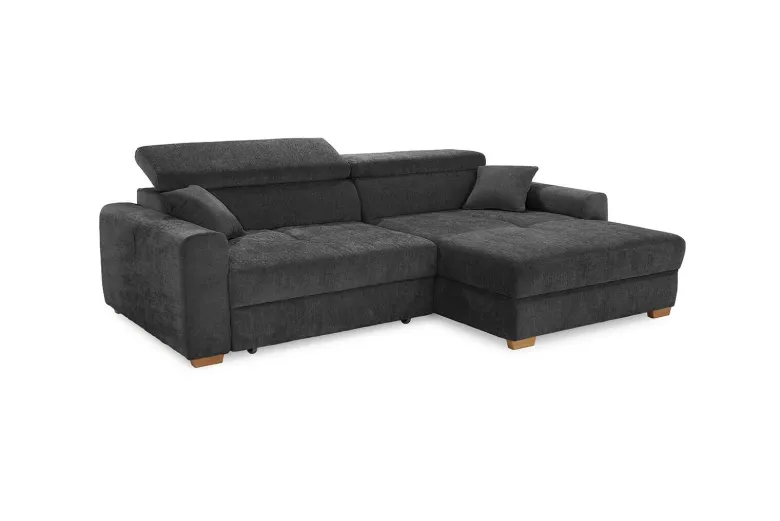 Ecksofa mit elektrischer XXL Sitztiefenverstellung dunkelgrau Flachgewebe B/H/T: ca. 277x109x187 cm
