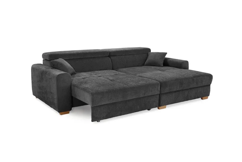 Ecksofa mit elektrischer XXL Sitztiefenverstellung dunkelgrau Flachgewebe B/H/T: ca. 277x109x187 cm