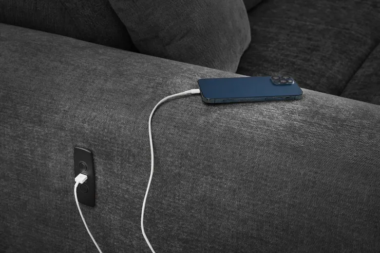 Ecksofa mit elektrischer XXL Sitztiefenverstellung dunkelgrau Flachgewebe B/H/T: ca. 277x109x187 cm