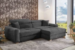 Ecksofa mit elektrischer XXL Sitztiefenverstellung dunkelgrau Flachgewebe B/H/T: ca. 277x109x187 cm