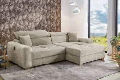 Ecksofa mit elektrischer XXL Sitztiefenverstellung beige Flachgewebe B/H/T: ca. 277x109x187 cm