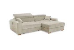 Ecksofa mit elektrischer XXL Sitztiefenverstellung beige Flachgewebe B/H/T: ca. 277x109x187 cm
