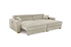 Ecksofa mit elektrischer XXL Sitztiefenverstellung beige Flachgewebe B/H/T: ca. 277x109x187 cm