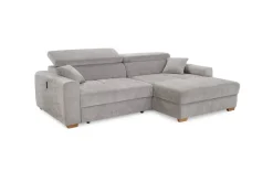 Ecksofa mit elektrischer XXL Sitztiefenverstellung hellgrau Flachgewebe B/H/T: ca. 277x109x187 cm