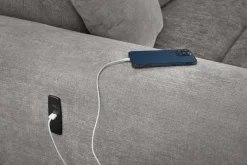 Ecksofa mit elektrischer XXL Sitztiefenverstellung hellgrau Flachgewebe B/H/T: ca. 277x109x187 cm
