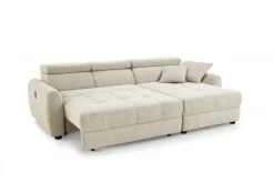 Ecksofa mit elektrischer XXL Sitztiefenverstellung beige Flachgewebe B/H/T: ca. 270x109x175 cm