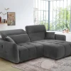 Ecksofa mit elektrischer XXL Sitztiefenverstellung grau Kord B/H/T: ca. 260x106x191 cm