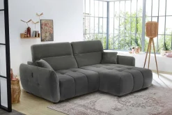 Ecksofa mit elektrischer XXL Sitztiefenverstellung grau Kord B/H/T: ca. 260x106x191 cm
