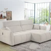 Ecksofa mit elektrischer XXL Sitztiefenverstellung hellbeige Kord B/H/T: ca. 260x106x191 cm
