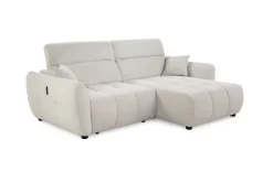 Ecksofa mit elektrischer XXL Sitztiefenverstellung hellbeige Kord B/H/T: ca. 260x106x191 cm