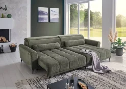Ecksofa mit elektrischer XXL Sitztiefenverstellung grün Microfaser B/H/T: ca. 277x108x179 cm