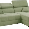 Ecksofa mit elektrischer XXL Sitztiefenverstellung hellgrün Flachgewebe B/H/T: ca. 270x109x175 cm