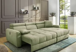 Ecksofa mit elektrischer XXL Sitztiefenverstellung hellgrün Flachgewebe B/H/T: ca. 270x109x175 cm