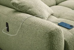 Ecksofa mit elektrischer XXL Sitztiefenverstellung hellgrün Flachgewebe B/H/T: ca. 270x109x175 cm