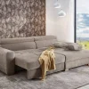 Ecksofa mit elektrischer XXL Sitztiefenverstellung taupe Flachgewebe B/H/T: ca. 277x109x187 cm
