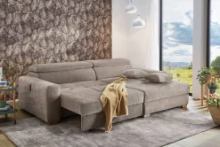 Ecksofa mit elektrischer XXL Sitztiefenverstellung taupe Flachgewebe B/H/T: ca. 277x109x187 cm