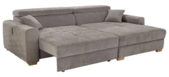 Ecksofa mit elektrischer XXL Sitztiefenverstellung taupe Flachgewebe B/H/T: ca. 277x109x187 cm