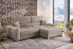 Ecksofa mit elektrischer XXL Sitztiefenverstellung taupe Flachgewebe B/H/T: ca. 277x109x187 cm