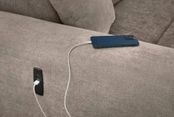 Ecksofa mit elektrischer XXL Sitztiefenverstellung taupe Flachgewebe B/H/T: ca. 277x109x187 cm