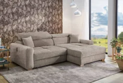 Ecksofa mit elektrischer XXL Sitztiefenverstellung taupe Flachgewebe B/H/T: ca. 277x109x187 cm