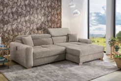 Ecksofa mit elektrischer XXL Sitztiefenverstellung taupe Flachgewebe B/H/T: ca. 277x109x187 cm