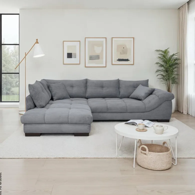 Ecksofa stone Microfaser B/H/T: ca. 318x92x227 cm