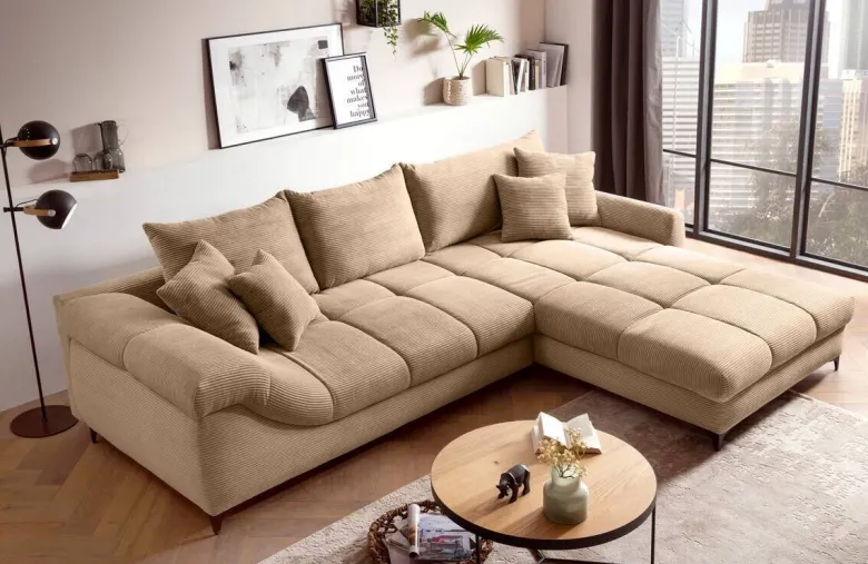 Ecksofa taupe Microfaser B/H/T: ca. 332x96x227 cm