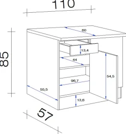 Eckunterschrank Samoa weiß Eiche Nachbildung B/H/T: ca. 110x85x60 cm